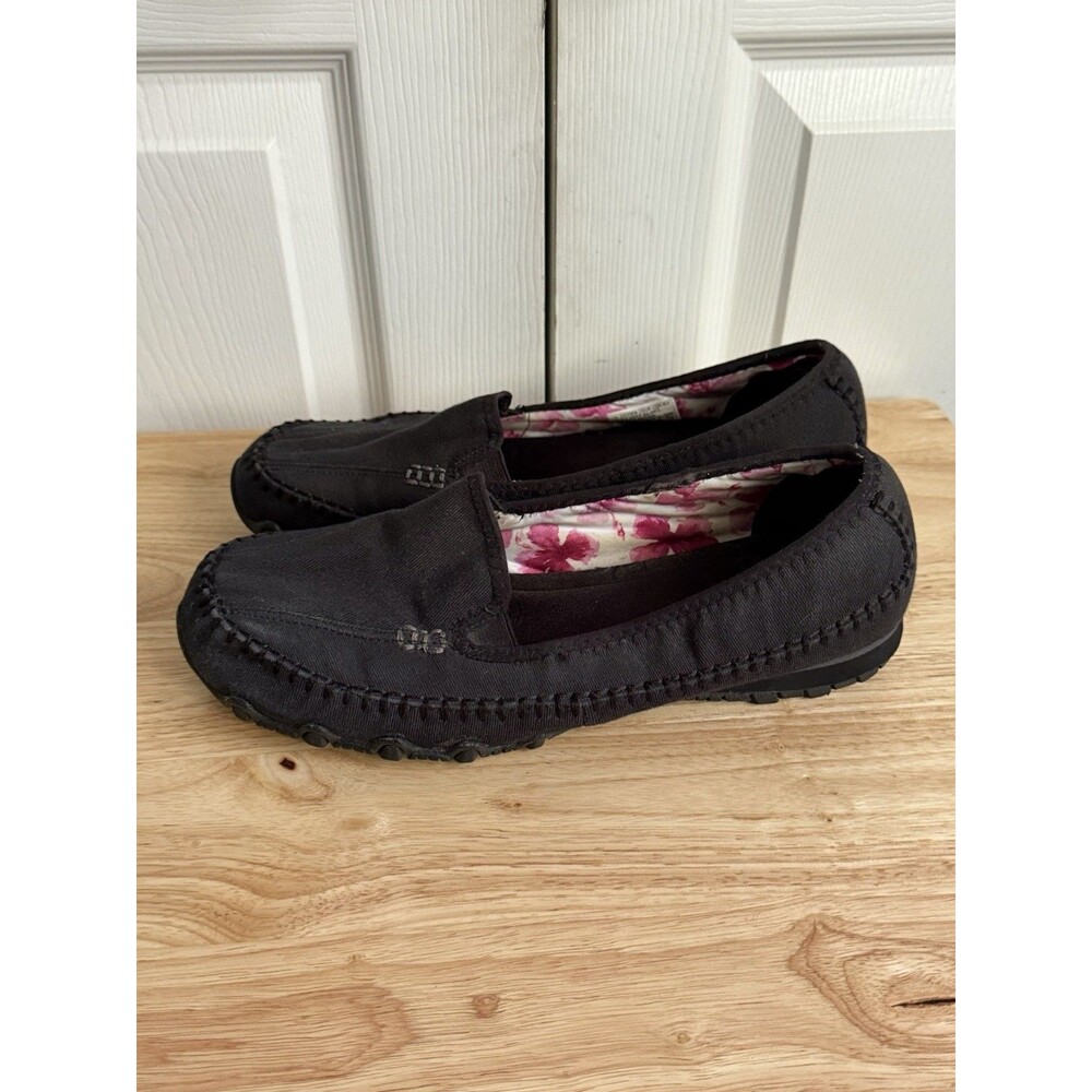 Skechers Size 10 Extra Wide Women's Relaxed Fit Bikers Black Slip On Loafer Shoe